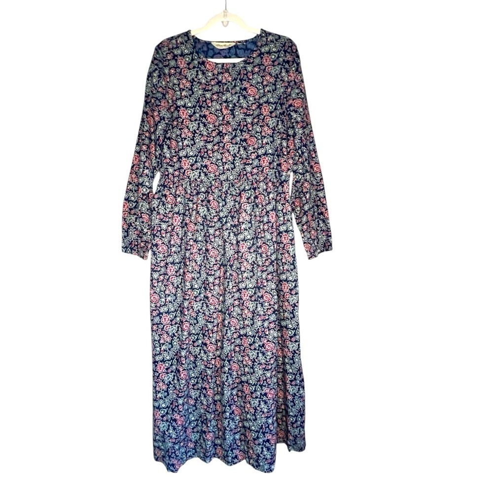 Vintage 80s Eddie Bauer Cottagecore Ditzy Print Floral Maxi Dress Size Large - Picture 3 of 10